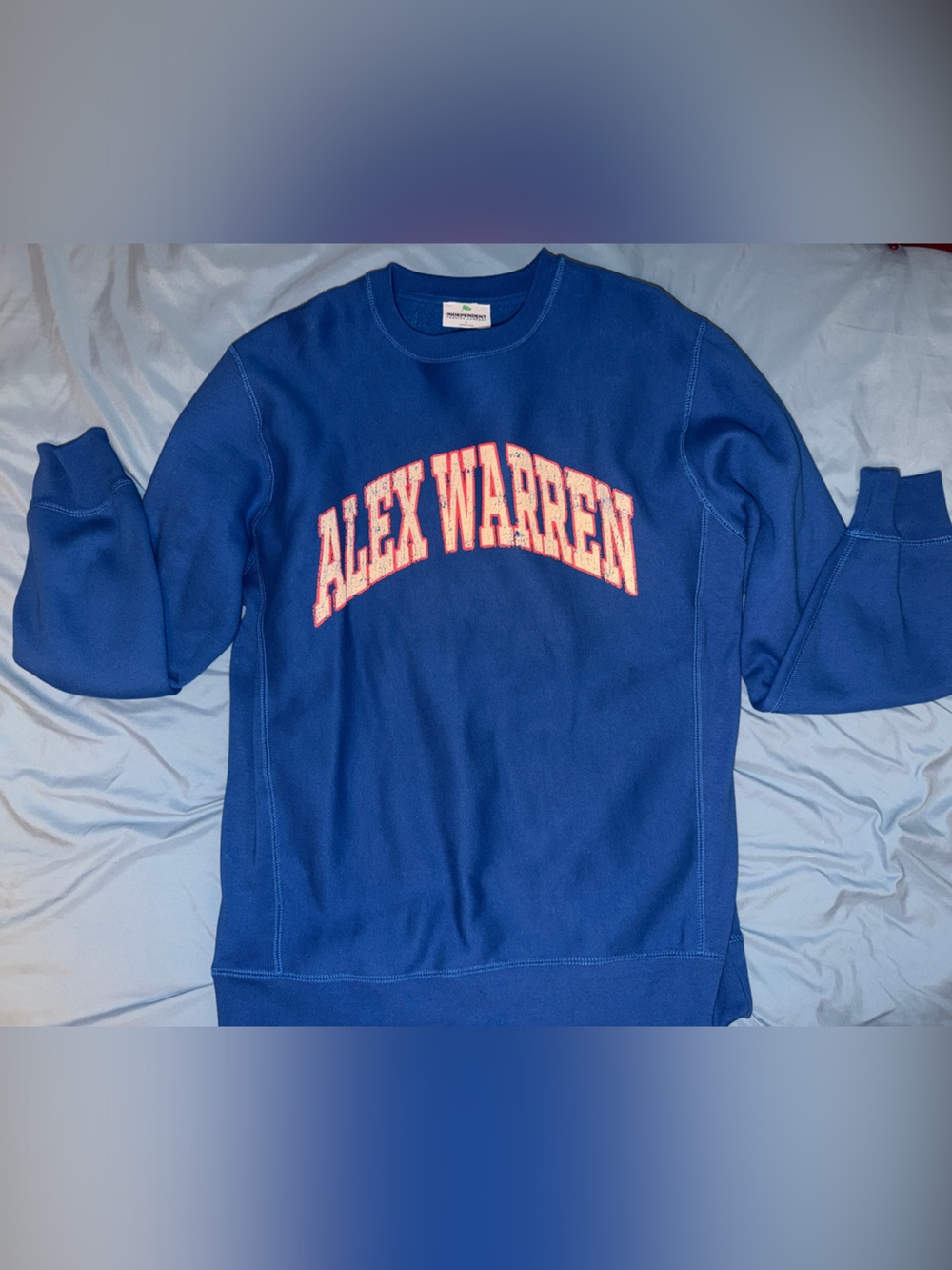 Blue Crewneck Sweatshirt with Contrasting Logo (Alex Warren Merch)